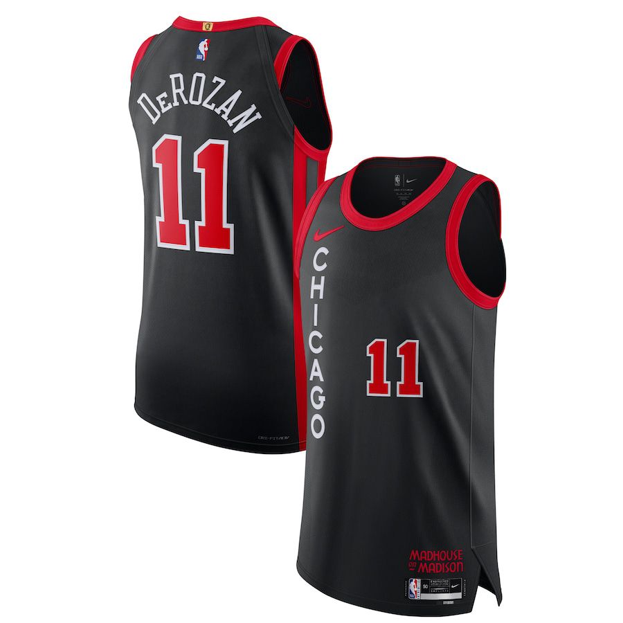Men Chicago Bulls 11 DeMar DeRozan Nike Black City Edition 2023-24 Authentic NBA Jersey